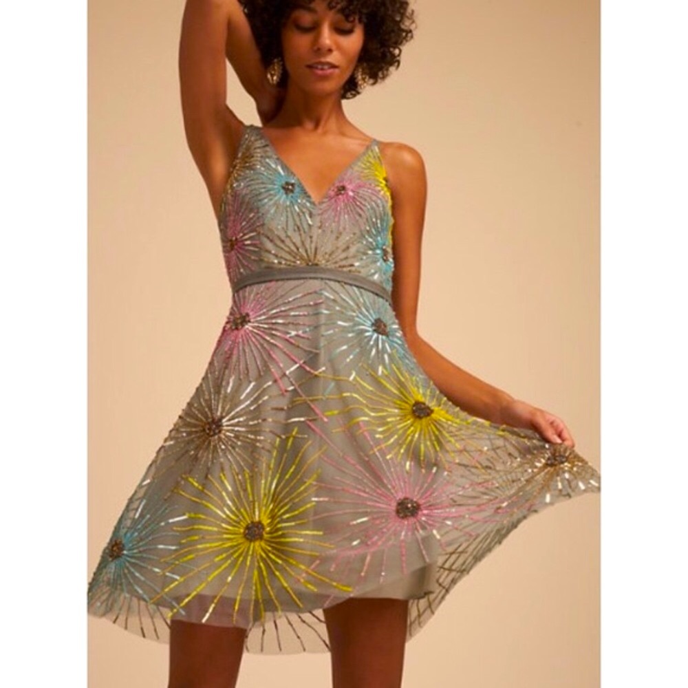 BHLDN x Anthropologie Sparkler 2/XS Embellished Beaded Mini Cocktail Semi-Formal - Picture 7 of 8